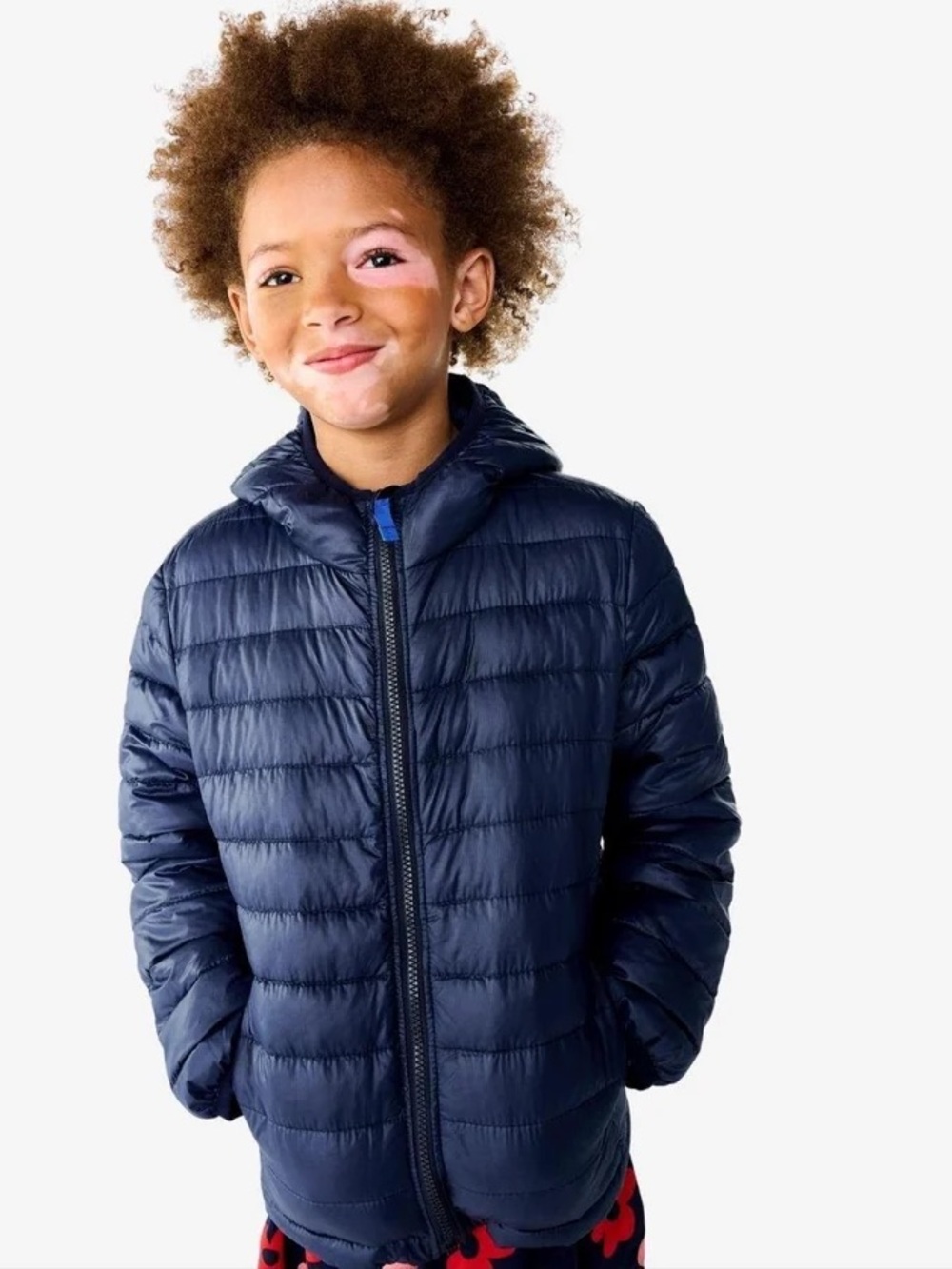 Kids Primary Hooded Puffer Jacket - Navy Blue